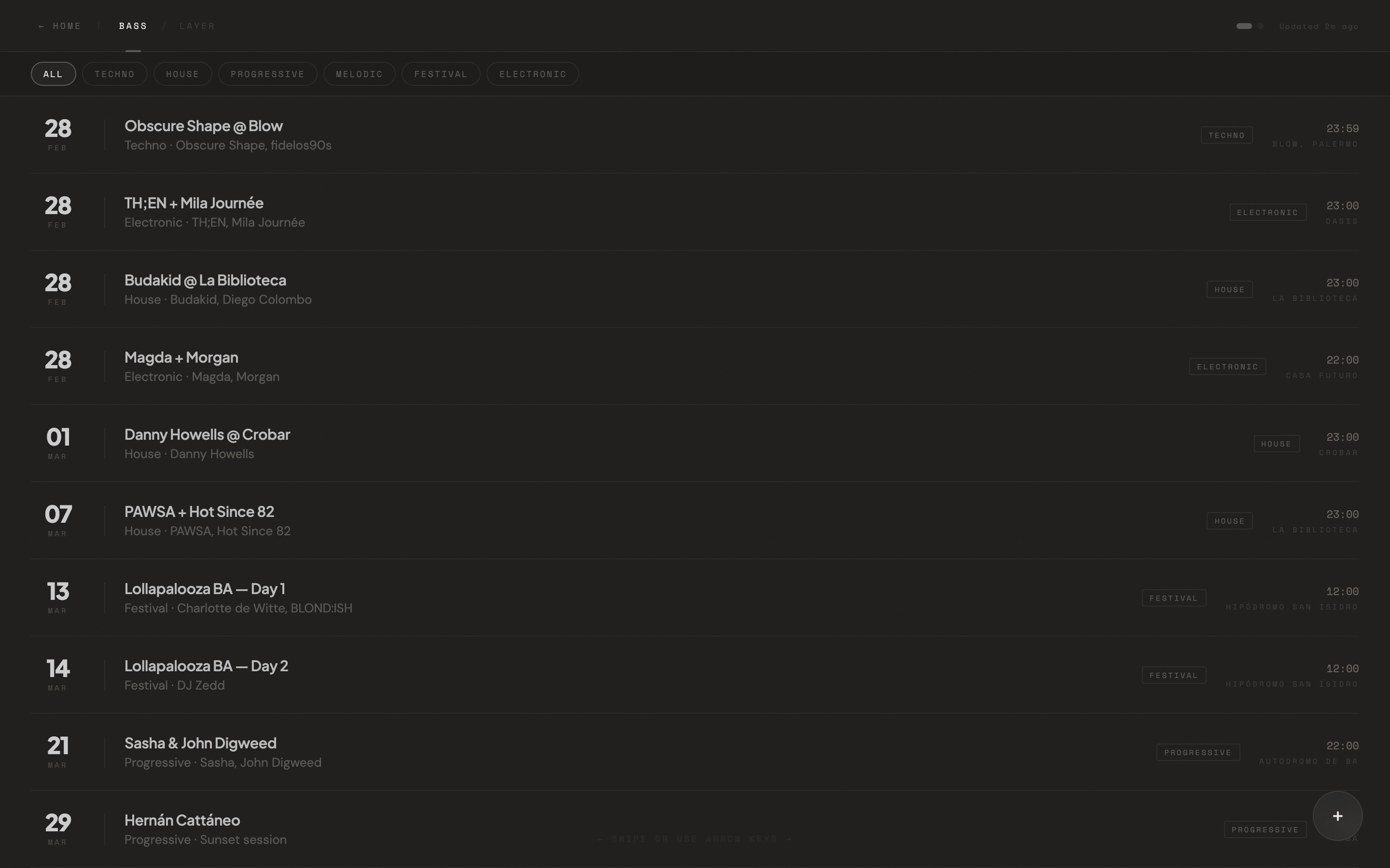 BassLayer — Vista interior