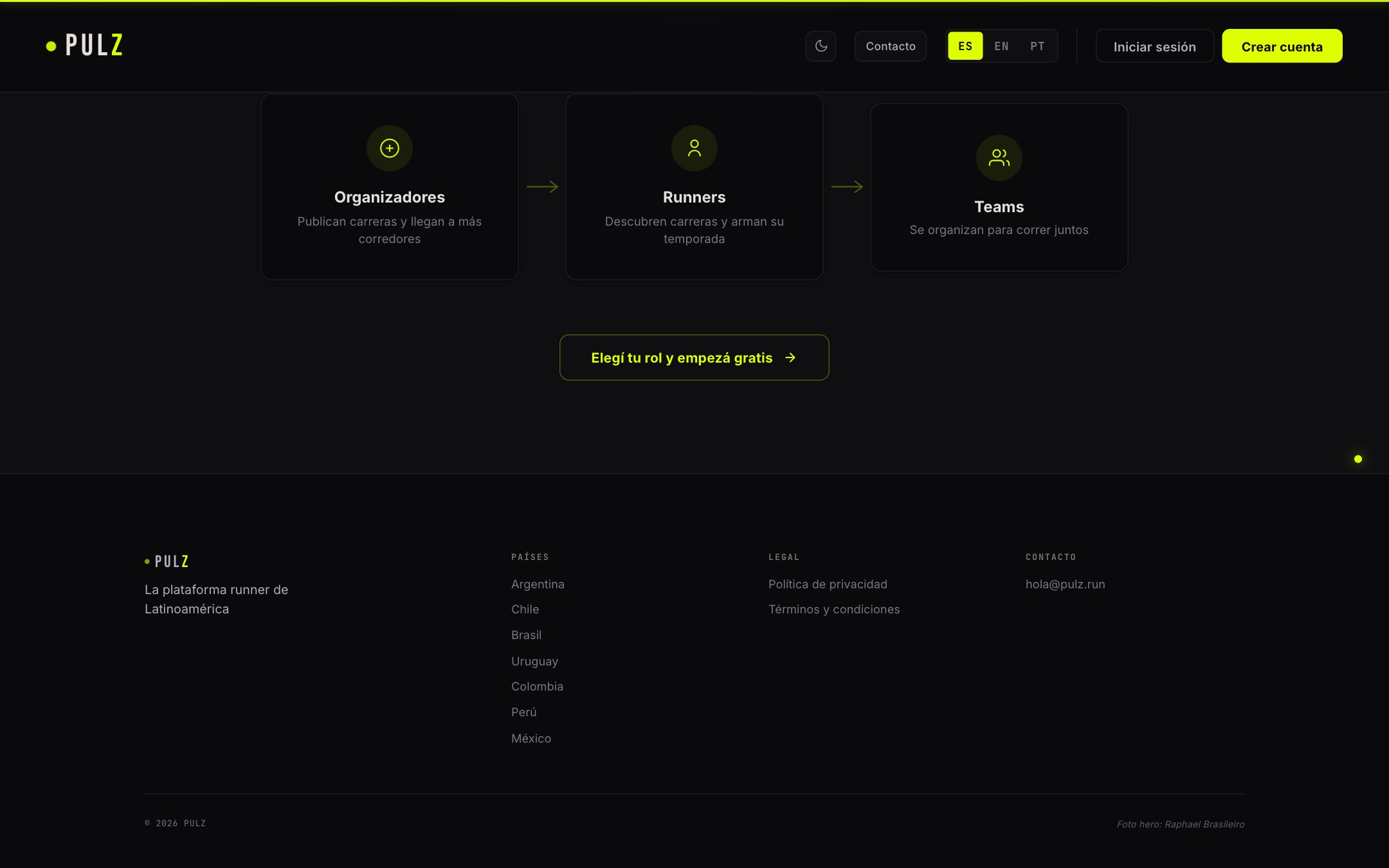 PULZ — Vista para organizadores
