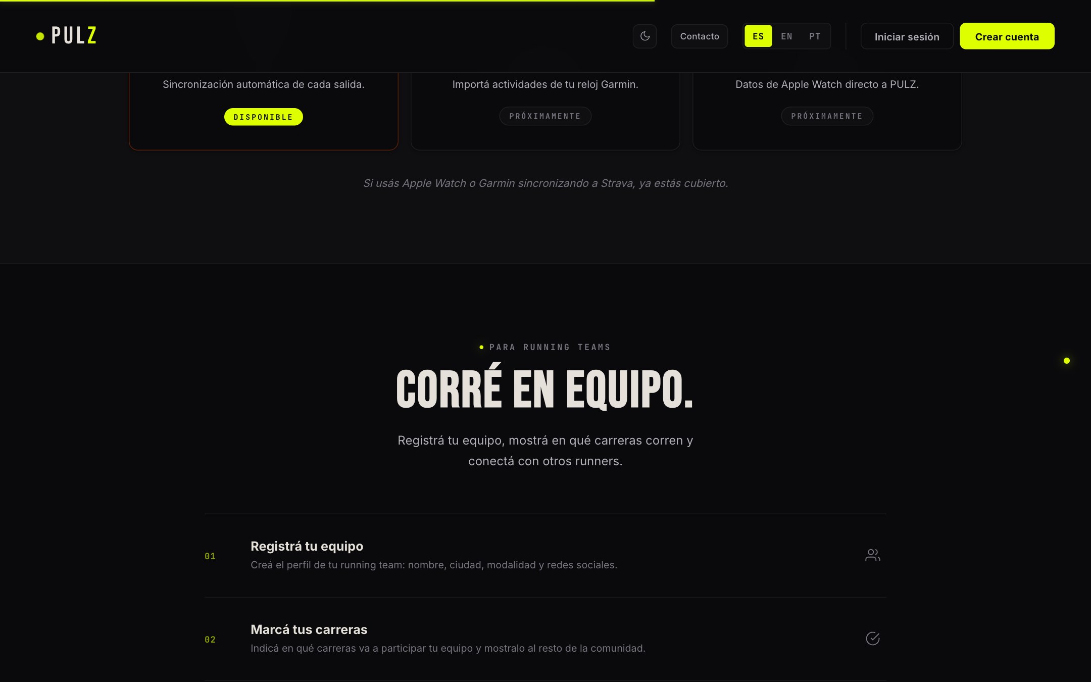 PULZ — Vista de estadísticas y datos